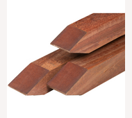 Hardhouten paal 68x68mm 100cm geschaafd 4 ronde hoeken gepunt
