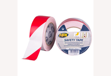 Markeringstape zelfklevend wit/rood 50mmx33m