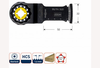 OTK 14/32 STARLOCK INVALZAAGBLAD HOUT 32X50mm
