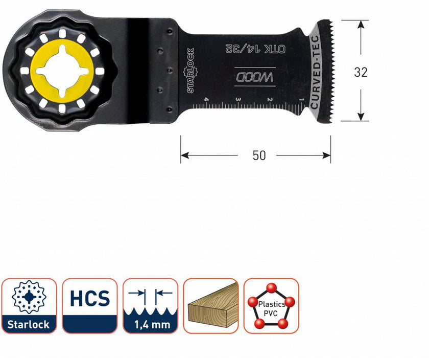 OTK 14/32 STARLOCK INVALZAAGBLAD HOUT 32X50mm