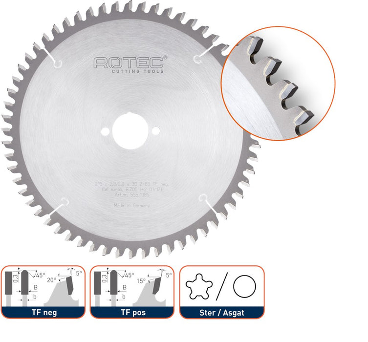 HM ZAAGBLAD VOOR NF-METALEN, ø160X2,2X20mm Z=52 TF NEG