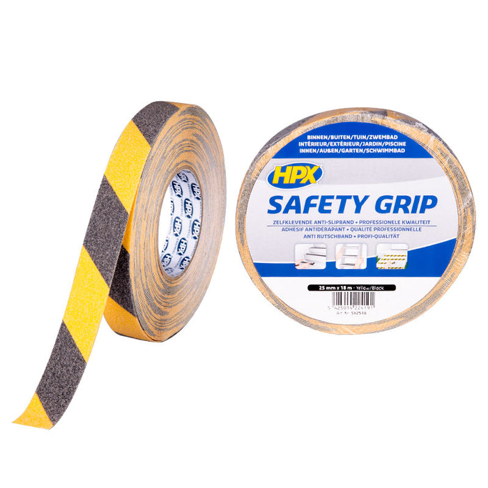 Anti-slip tape zwart/geel 25mmx18m OP=OP