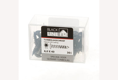 Tuinbeslagschroef 6.0x40 30st zwart TX-30