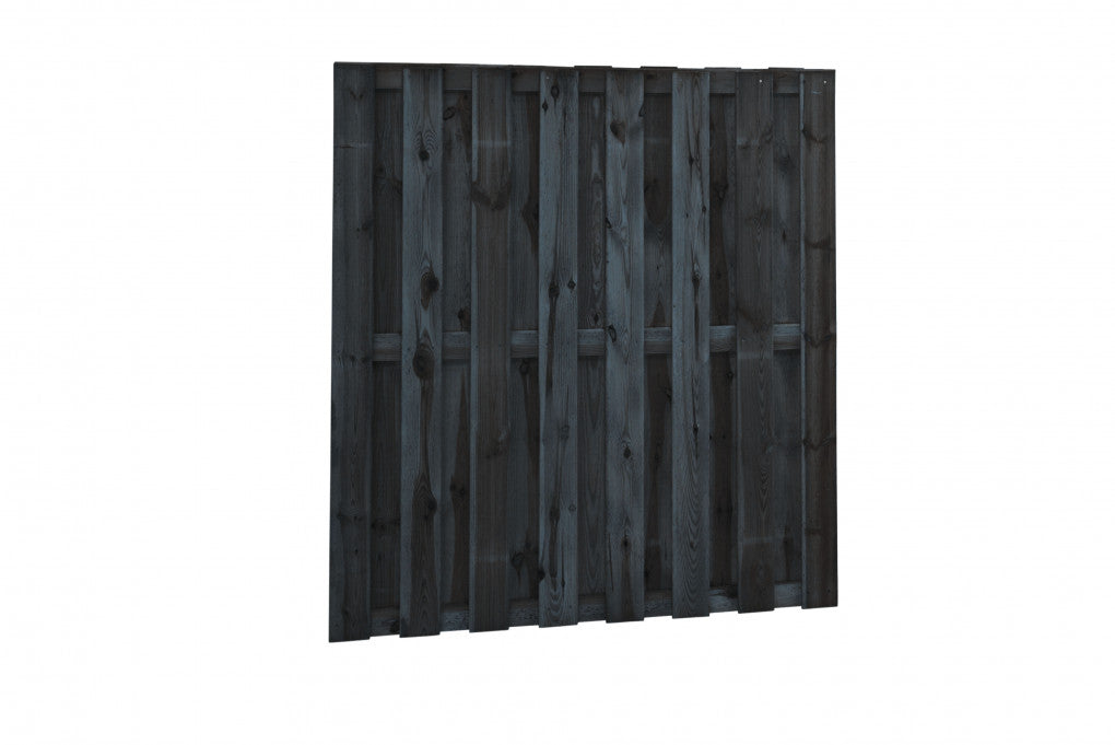 Plankenscherm 180x180 15 planken 3 tussenplanken zwart