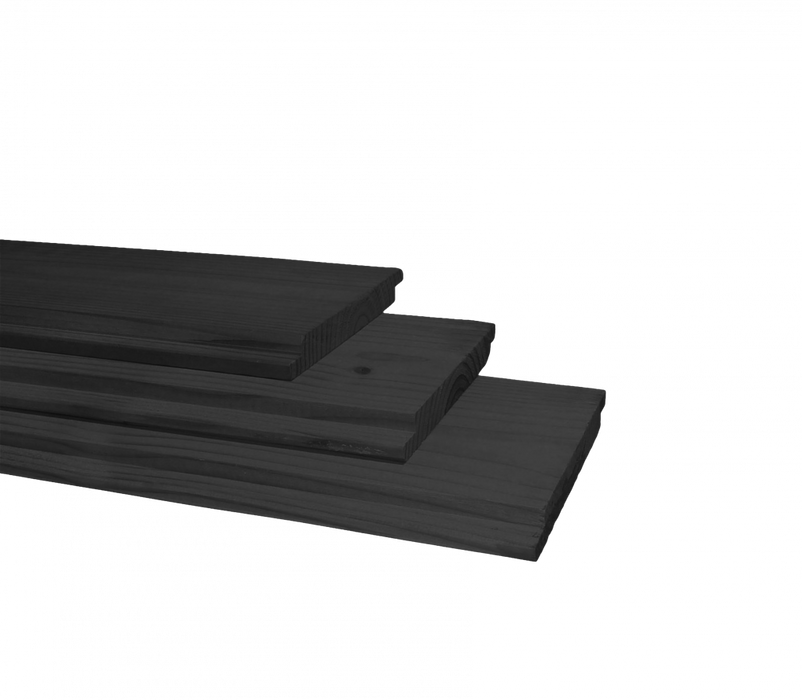 Halfhouts rabat 18x195mm 400cm vuren zwart gedompeld