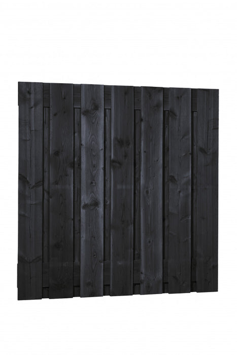 Plankenscherm 180x180 15 planken 2 tussenplanken zwart douglas