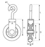 Katrol spitse haak 50 mm verzinkt