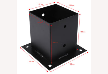 Paalhouder Zwart 120x120mm op plaat