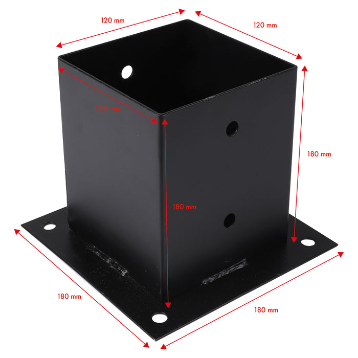 Paalhouder Zwart 120x120mm op plaat