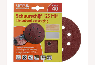 Schuurschijf 125mm P40 6 stuks veba