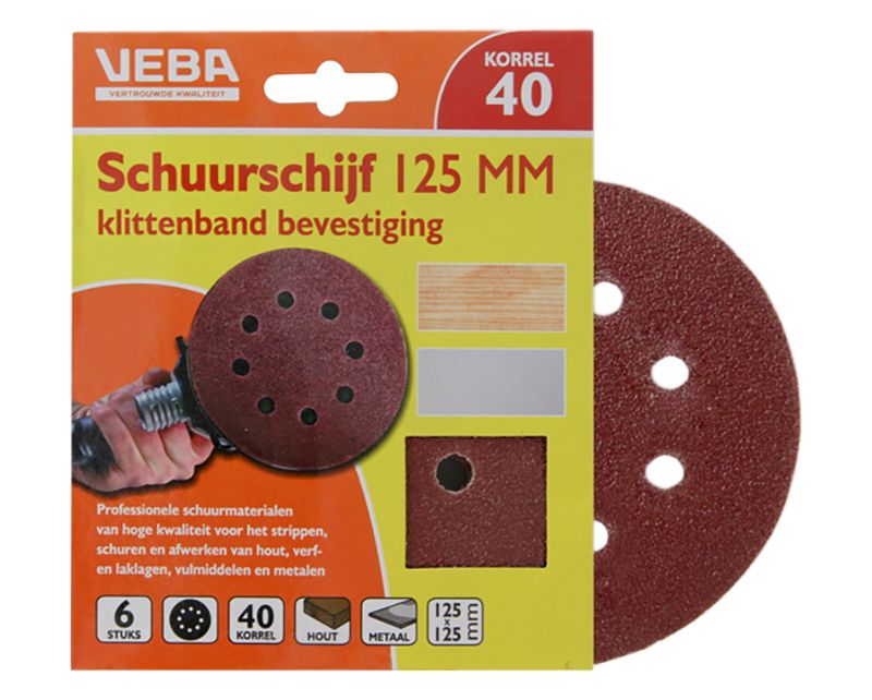 Schuurschijf 125mm P40 6 stuks veba