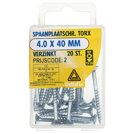 4.0x40 VZ PK TX-20 20st spaanplaatschroef