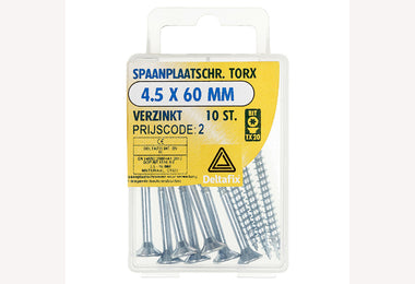 4.5x60 VZ PK TX-20 10st spaanplaatschroef