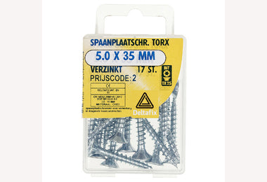 5.0x35mm torx verzinkt (PK) 17st spaanplaatschroef