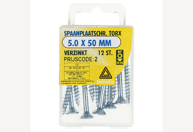 5.0x50 VZ PK TX-25 12st spaanplaatschroef