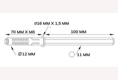 Blinde plankendrager Ø12x170 mm
