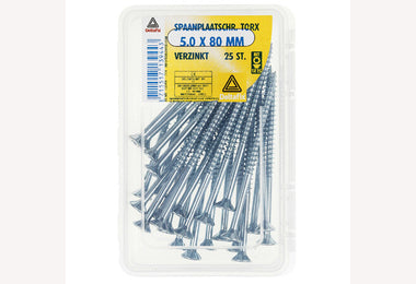 5.0x80 VZ PK TX-25 25st spaanplaatschroef