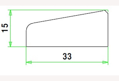 Meranti glaslat 15x33mm 305cm (A3 / A6) gegrond