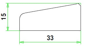 Meranti glaslat 15x33mm 305cm (A3 / A6) gegrond