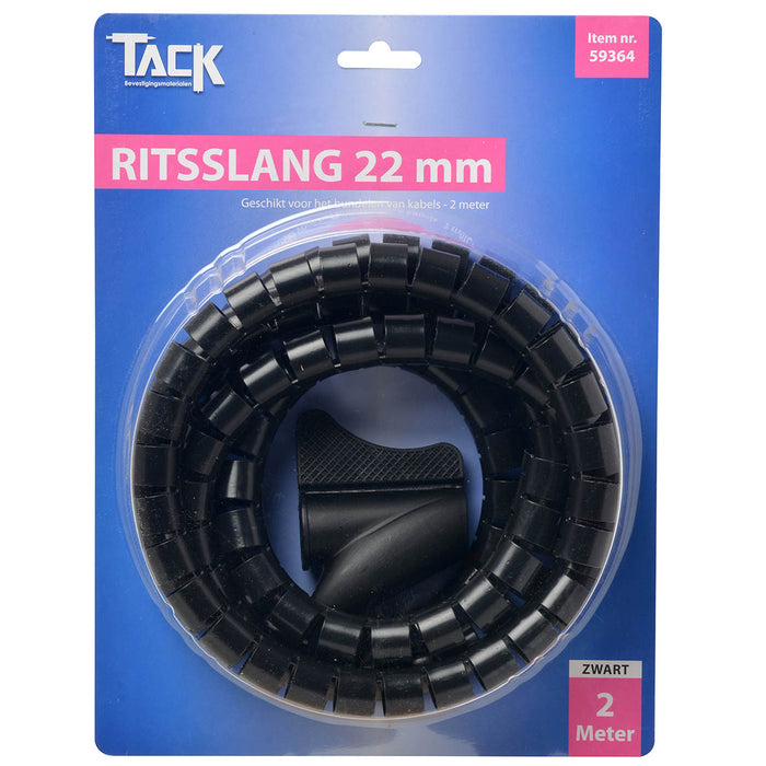 Ritsslang 22mm zwart 2 meter