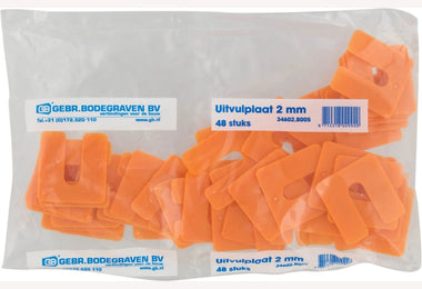 Uitvulplaatjes 2mm oranje zak 48 stuks