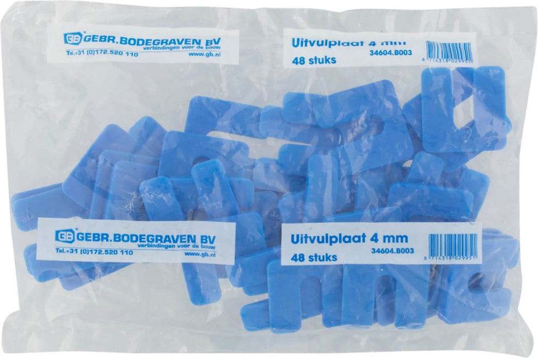 Uitvulplaatjes 4mm blauw zak 48 stuks