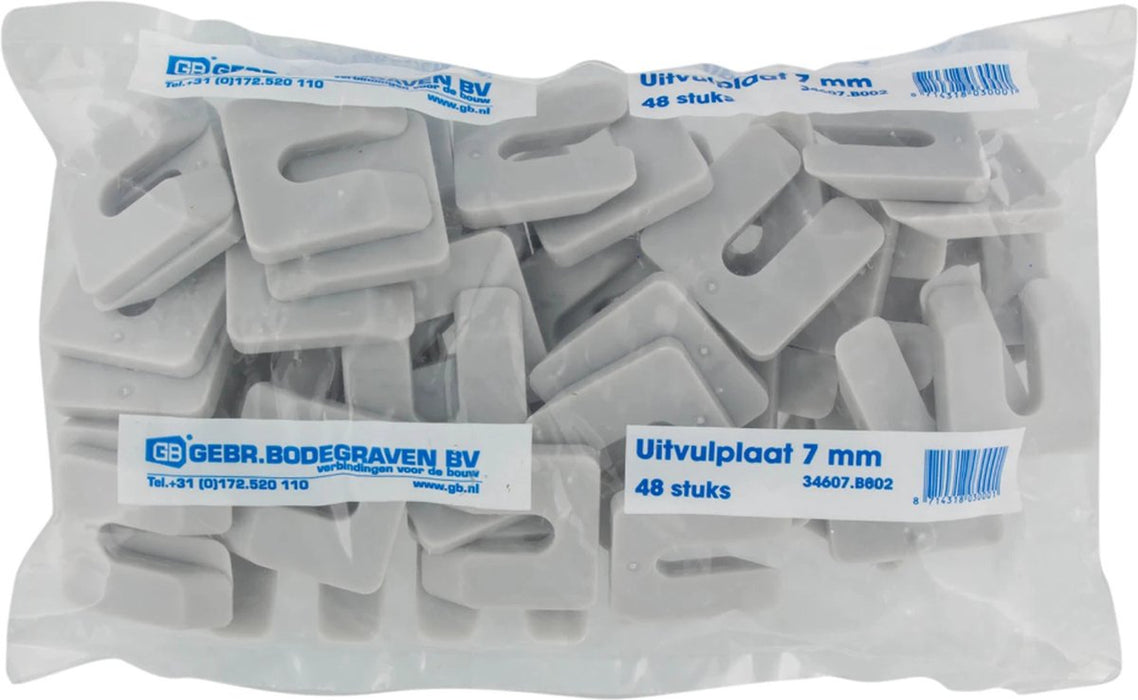 Uitvulplaatjes 7mm grijs zak 48 stuks