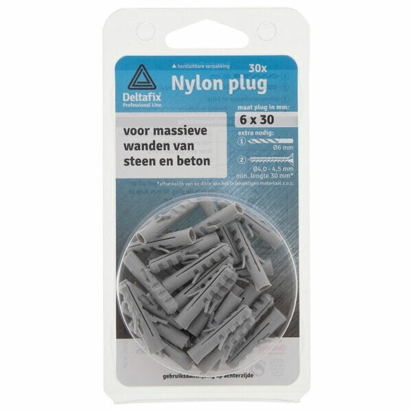Nylon plug 5x25 mm grijs 50 st.