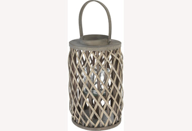 Lantaarn 40cm grijs riet