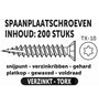 3.0x16mm torx verzinkt 200st spaanplaatschroef