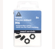 Moeren M6 8st zwart verzinkt