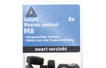 Moeren M8 6st zwart verzinkt