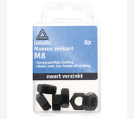 Moeren M8 6st zwart verzinkt
