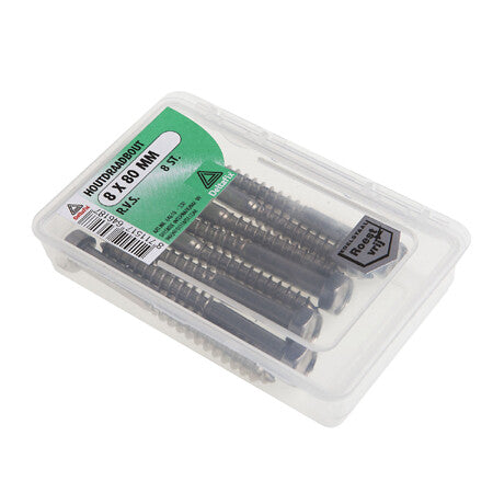 Houtdraadbout 6x70 15st RVS