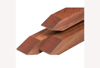 Hardhouten paal 68x68mm 100cm geschaafd 4 ronde hoeken gepunt