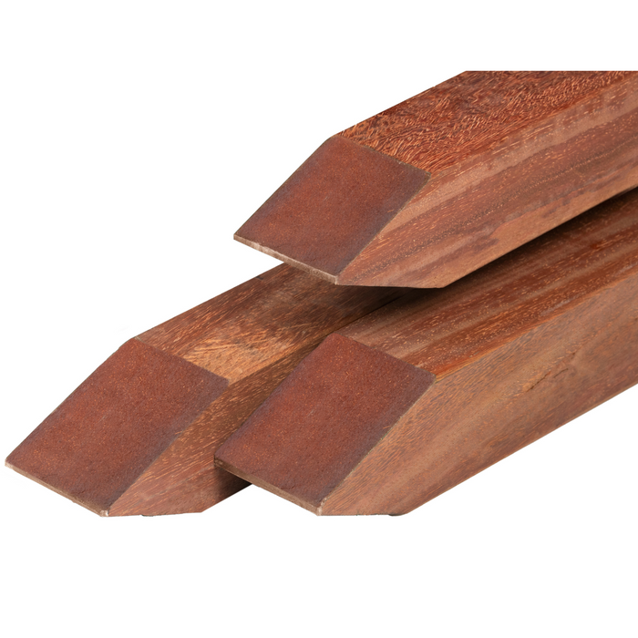 Hardhouten paal 68x68mm 100cm geschaafd 4 ronde hoeken gepunt