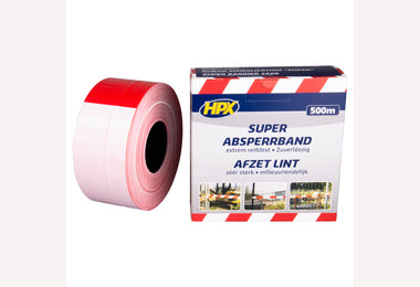 Afzetlint wit/rood 80mmx500m