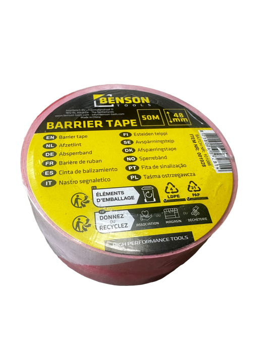 Afzetlint rood/wit 48mm x 50mtr