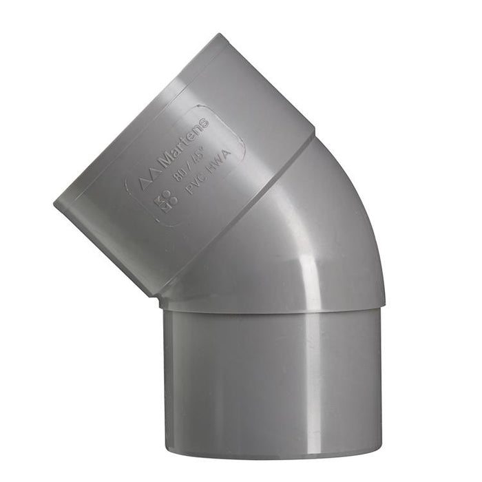 Bocht 45° PVC Grijs 100x100 lijmmof / lijmeind
