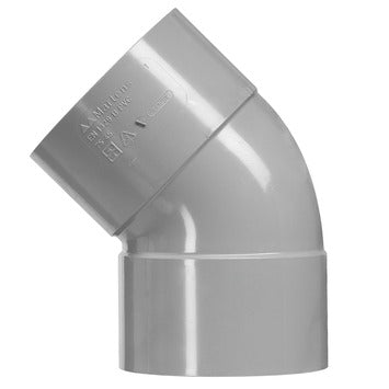 Bocht 45° PVC Grijs  125x125 Lijmverbinding