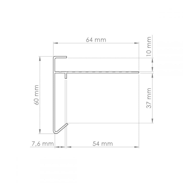 Daktrim buitenhoek 45x45 zwart ral9005