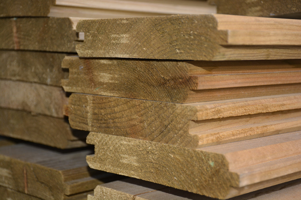 Blokhutprofiel 28x195 224cm douglas geschaafd blank