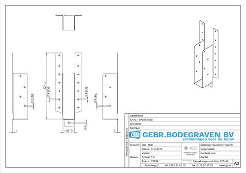 Raveeldrager 38x155mm met strip