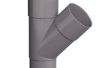 PVC T-stuk 70x70mm hoek 45° grijs (2x lijmmof, 1x verj) OP=OP