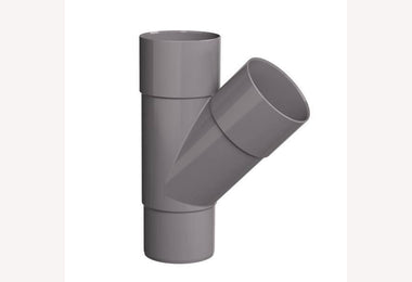 PVC T-stuk 70x70mm hoek 45° grijs (2x lijmmof, 1x verj) OP=OP