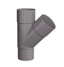 PVC T-stuk 70x70mm hoek 45° grijs (2x lijmmof, 1x verj) OP=OP