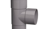 PVC T-stuk 70x70mm hoek 90° grijs (2x lijmmof, 1x verj) OP=OP