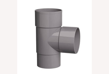 PVC T-stuk 70x70mm hoek 90° grijs (2x lijmmof, 1x verj) OP=OP