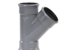 PVC T-stuk 125x125 mm hoek 45° grijs (3x schuifmof) OP=OP