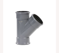 PVC T-stuk 125x125 mm hoek 45° grijs (3x schuifmof) OP=OP